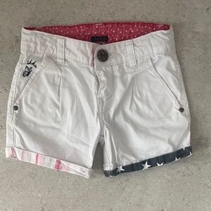 Ikks White Kids Shorts with Star and Stripe Accents